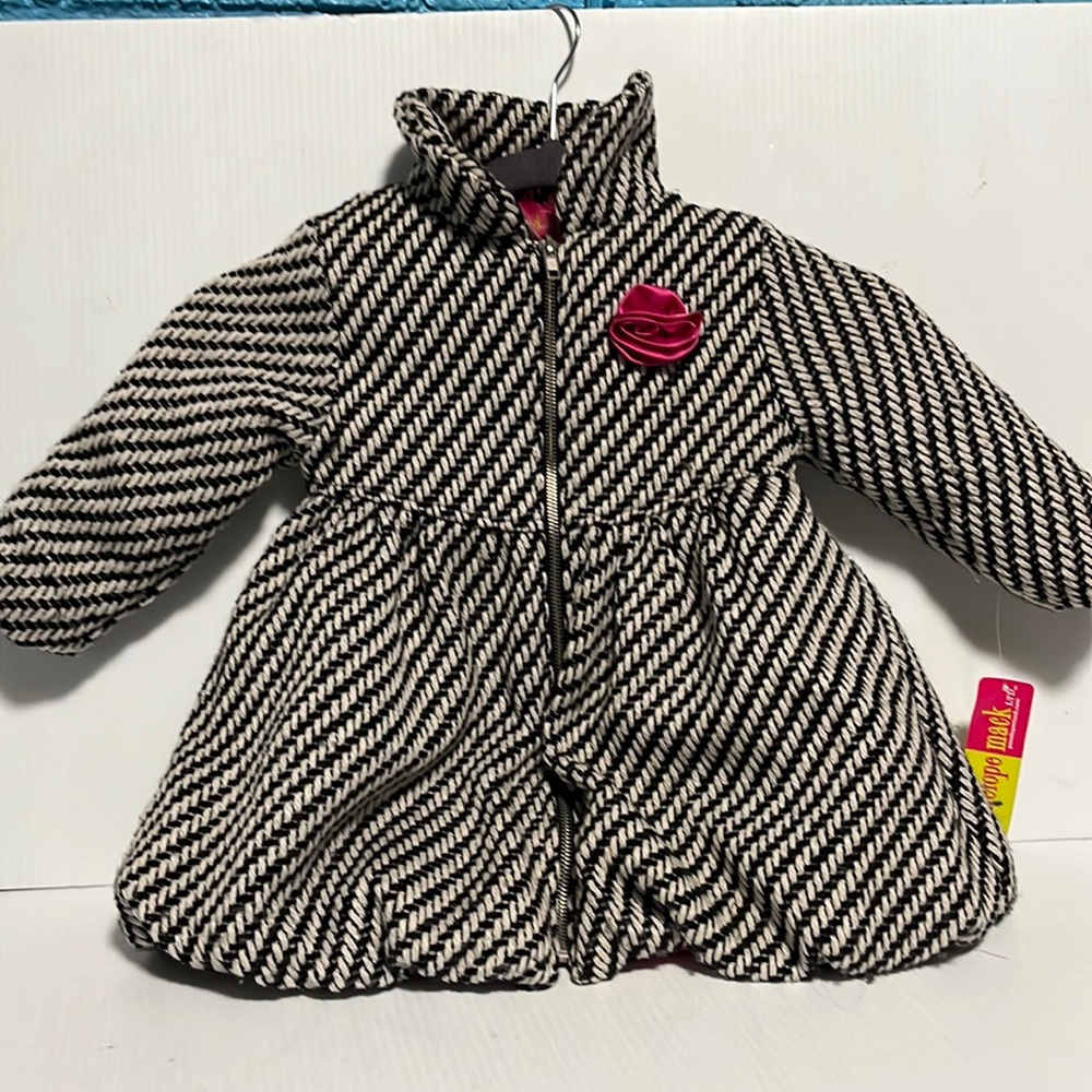Girl’s 2T Coat Penelope Mack Black Gray Pink Flower NWT